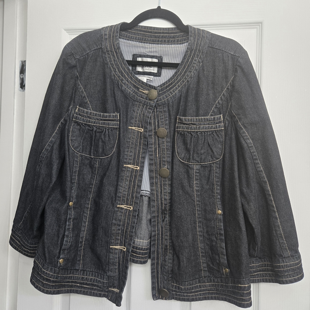 Live a Little Blackish Blue Jean Jacket with Flared Sleeves